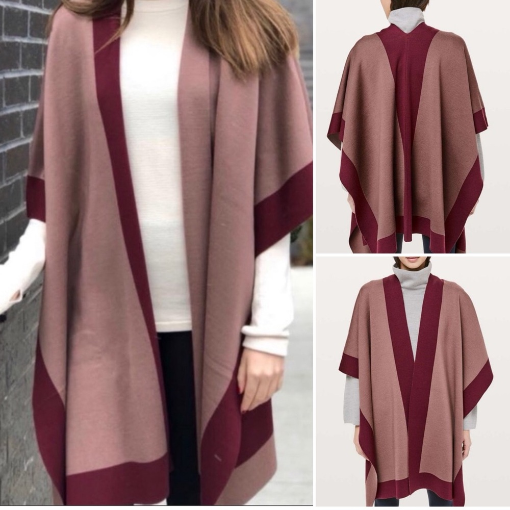 Lululemon Bundle Up Wrap Shawl Merino Wool in Spanish Oak Savannah
